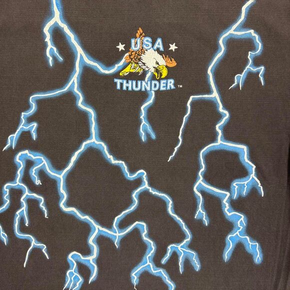 USA Thunder Lightning Bald Eagle Faded Modern Reprint Travis Scott Style - M/L - Picture 6 of 7
